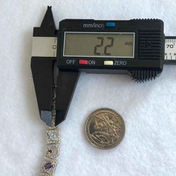 Ross-Simons Sterling Silver 925 Multi Gemstone Geometric Link Tennis Bracelet - Picture 14 of 16